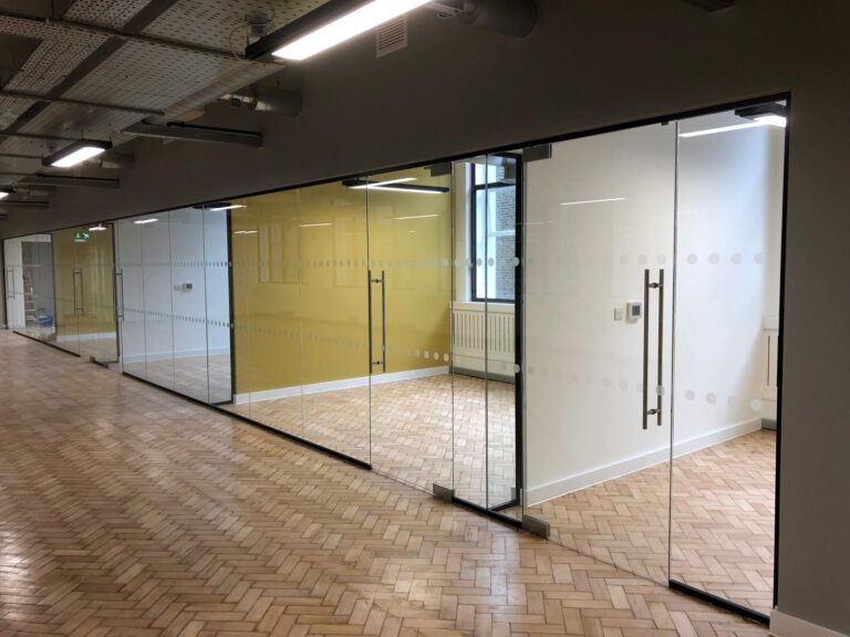 Industrial style glass partitioning Leeds, UK